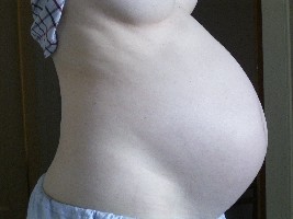 Mein Bauch Mitte des 8. Monats