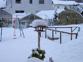 ... auf dem Vogelhäuschen war vor 3 Tagen noch kein Schnee,.. Bild ist von gestern,.. Schnee wurde noch mehr,.. ist aber auch einiges heute Mittag wieder am Häuschen geschmolzen!