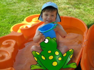 Ich liebe Baden und er Frosch auch!!!