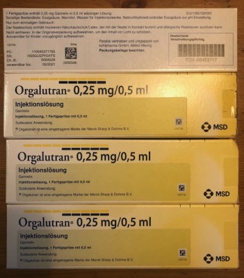 4x Orgalutran® 0,25 mg/0,5 ml Injektionslösung